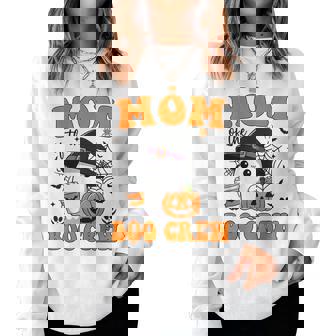 Mom Boo Crew Groovy Ghost Matching Family Halloween Women Sweatshirt | Seseable UK