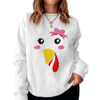 Mommy And Me Thanksgiving Outfits Turkey Hen Chicken Face Women Sweatshirt - Monsterry