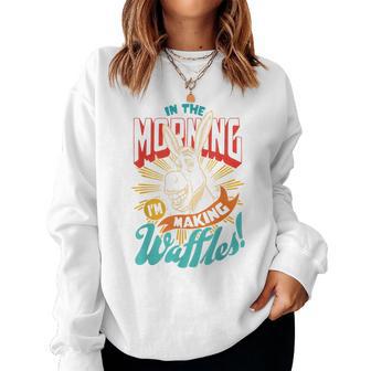 In The Morning I'm Making Waffles Vintage Donkey Women Sweatshirt - Monsterry