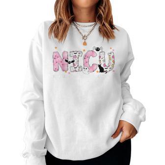 Nicu Nurse Halloween Spooky Pumpkin Neonatal Intensive Care Women Sweatshirt - Thegiftio UK