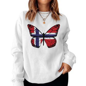 Norway Flag Butterfly Butterflies Wings Norwegian Flag Women Sweatshirt - Thegiftio UK