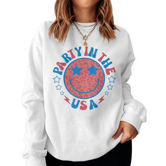 Party In The Usa 4Th Of July Preppy Smile Face Women Women Sweatshirt - Monsterry CA