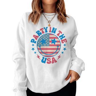 Party In The Usa 4Th Of July Preppy Smile Women Women Sweatshirt - Thegiftio UK