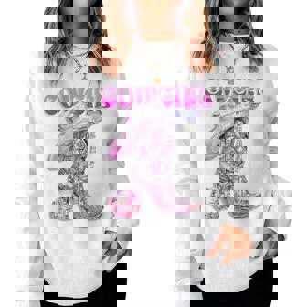 Pink Cowgirl Boots Disco Western Country Cow Girl Coastal Women Sweatshirt - Thegiftio