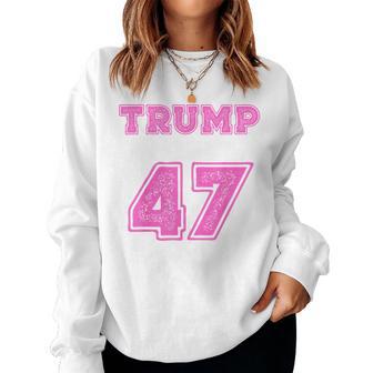 Pink Trump 47 Back Of Trump Jersey Women Sweatshirt - Thegiftio UK