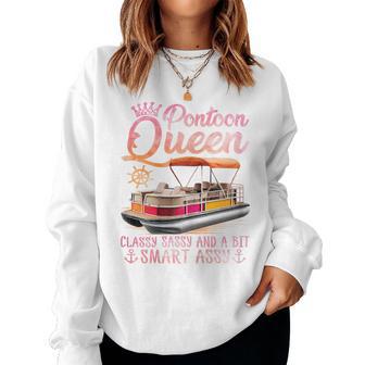 Pontoon Queen Pontoon Boat Party Lake Pontooning Summer Trip Women Sweatshirt - Thegiftio UK