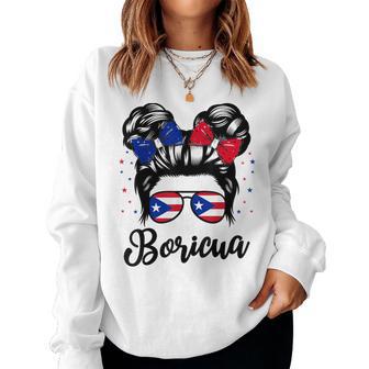 Puerto Rico Hispanic Heritage Messy Bun Puerto Rican Women Women Sweatshirt - Thegiftio UK