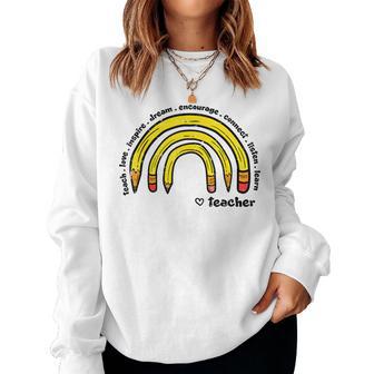 Rainbow Pencils Heart Teacher Teach Love Inspire Men Women Sweatshirt - Thegiftio UK