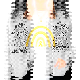 Rainbow Yellow Ribbon Sarcoma Cancer Awareness Women Sweatshirt - Seseable