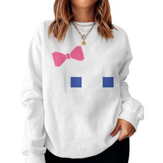 Retro Arcade Video Game Girl Pink Ghost Halloween Ribbon Women Sweatshirt - Thegiftio UK