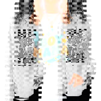 Retro Boy Mama 70S Checkered Mod Style Mom Of Boys Groovy Women Sweatshirt | Seseable UK