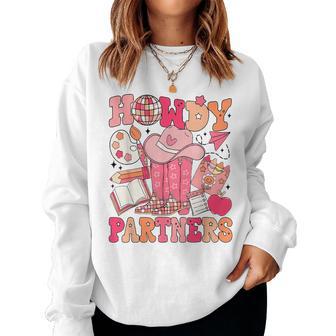 Retro Howdy Teacher Disco Ball Cowboy Cowgirl Back To School Women Sweatshirt - Thegiftio UK