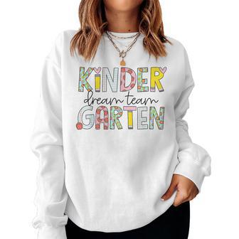 Retro Kindergarten Dream Team Groovy Teacher Back To School Women Sweatshirt - Thegiftio UK