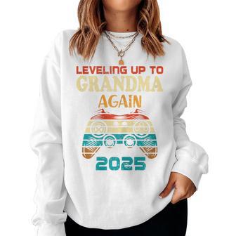 Retro Leveling Up To Grandma Again 2025 Promoted To Grandmom Women Sweatshirt - Thegiftio UK