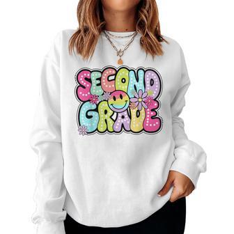 Second Grade Groovy Happy First Day Of School Bright Dots Women Sweatshirt - Thegiftio UK