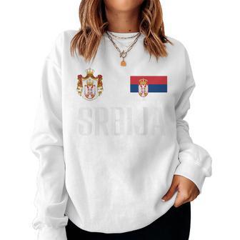 Serbia Flag Srbija Football Fan Women's Children's Red Sweatshirt Frauen - Seseable