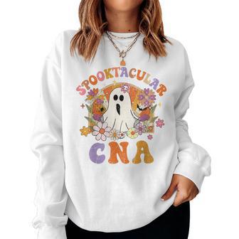 Spooktacular Cna Happy Halloween Spooky Flower Matching Women Sweatshirt - Thegiftio UK