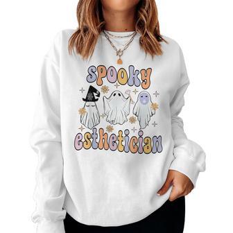 Spooky Esthetician Halloween Ghost Skin Therapist Case Fall Women Sweatshirt - Thegiftio UK