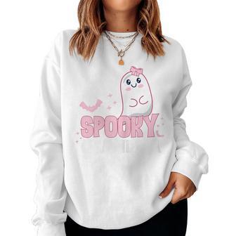 Spooky Grandma Family Cute Pink White Ghost Boo Halloween Women Sweatshirt - Monsterry