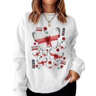 St Georges Day Outfit For & English Flag Butterflies Women Sweatshirt - Thegiftio UK