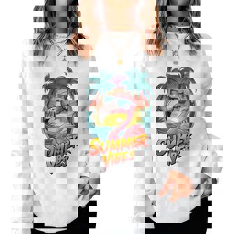 Summer Vibes Flamingo Beach Sunset Tropical Women Sweatshirt - Monsterry
