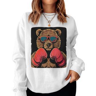 Sunglasses Bear With Boxing Gloves For Boys And Girls Women Sweatshirt - Thegiftio UK