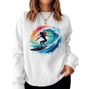Surfing Surfboard Catch A Wave Girls Surfer Girl Women Sweatshirt - Thegiftio UK