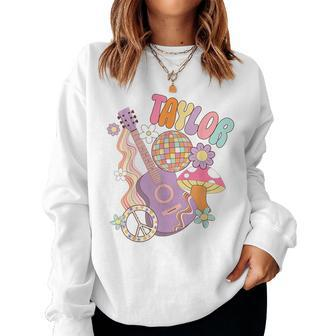 Taylor Personalized Name I Love Taylor Groovy 80'S Women Sweatshirt - Monsterry AU