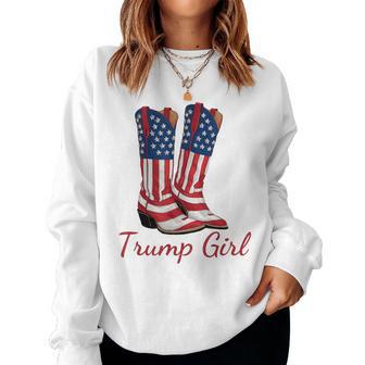 Trump Girl American Flag Vote Trump Girl Republican Cowgirl Women Sweatshirt - Thegiftio UK