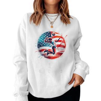 Usa Team 2024 United States American Flag Volleyball Women Sweatshirt - Thegiftio UK