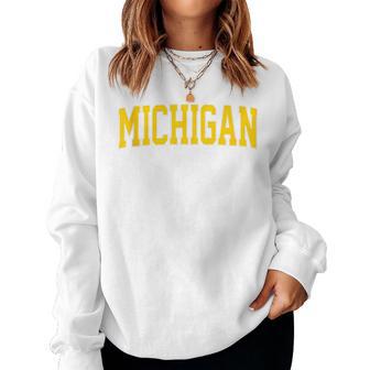 Vintage Michigan Blue Maize Retro Michigan Women Sweatshirt - Thegiftio UK