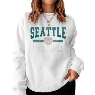 Vintage Team Seattle Baseball Game Day Women Sweatshirt - Thegiftio UK