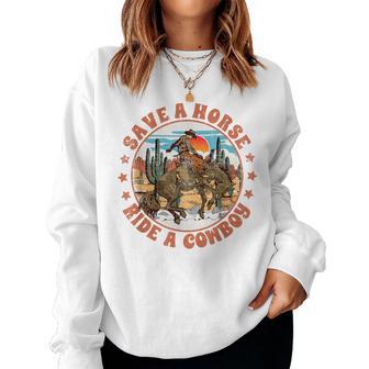 Western Country Save A Horse Ride A Cowboy Riding Horse Women Sweatshirt - Thegiftio UK