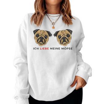 Women's Ich Liebe Meine Pugs Sweatshirt Frauen - Geschenkecke