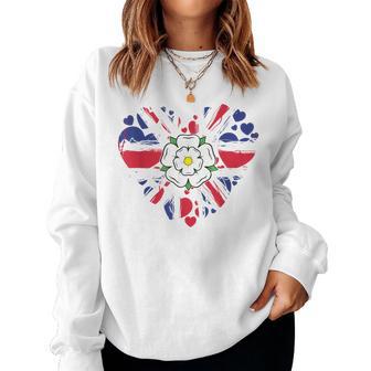 Yorkshire Rose Flag Idea For & Union Jack Heart Women Sweatshirt - Thegiftio UK