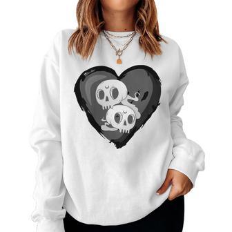 Youth Goth Kid Black Heart & Skulls Alternative Emo Boys Or Girls Women Sweatshirt - Thegiftio UK