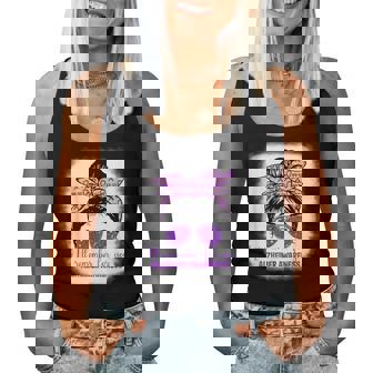 Alzheimer's Awareness Messy Bun Purple Dementia Alzheimers Women Tank Top - Monsterry