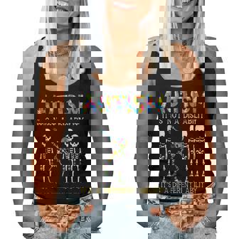 Autism Awareness Dab Skeleton Rainbow Polka Dots Autistic Women Tank Top - Monsterry