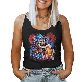 Beer American Flag 4Th Of July Merica Drinking Usa Women Women Tank Top - Monsterry