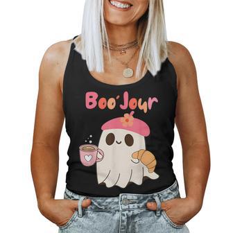 Boo Jour Ghost French Teacher Vintage Teacherlife Groovy Women Tank Top - Thegiftio UK