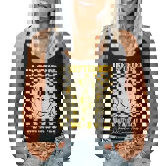 Childhood Cancer Awareness In September We Wear Gold Groovy Women Tank Top - Monsterry