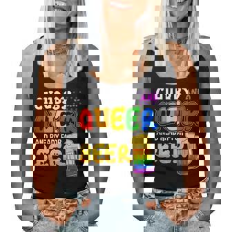 Chubby And Queer Ready For Beer Gay Pride Month Rainbow Women Tank Top - Monsterry