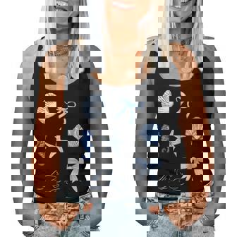 Coastal Grandma Coquette Blue Bows Aesthetic Women Tank Top - Monsterry