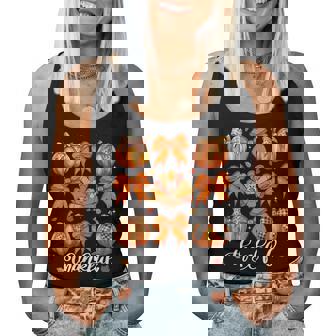 Coquette Bow Pumpkin Turkey Thanksgiving Autumn Fall Women Women Tank Top - Thegiftio UK