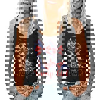 Cute Trump Girl High Heel Stilettos American Flag Trump 2024 Women Tank Top | Mazezy