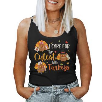 I For Cutest Little Turkey Nurse Thanksgiving Scrub Top Women Tank Top - Thegiftio UK