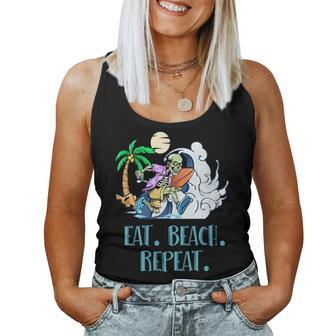 Eat Beach Repeat Ocean Hobby Beach Lover Pastime Summer Women Tank Top - Monsterry UK