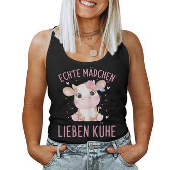 Echte Mädchen Lieben Kühe Cow Tank Top Frauen - Seseable