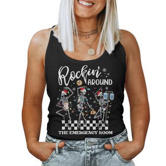 Er Christmas Nurse Rockin Around The Emergency Room Skeleton Women Tank Top - Thegiftio UK