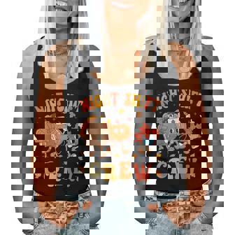 Fall Night Shift Crew Thanksgiving Pumpkin Retro Nurse Women Tank Top | Mazezy